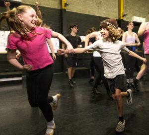 Girl and boy dancing