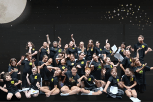 a large group of drama students